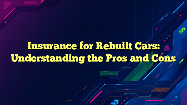 Insurance for Rebuilt Cars: Understanding the Pros and Cons